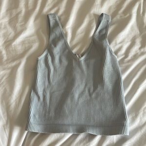 Blue ripped v-neck tank top